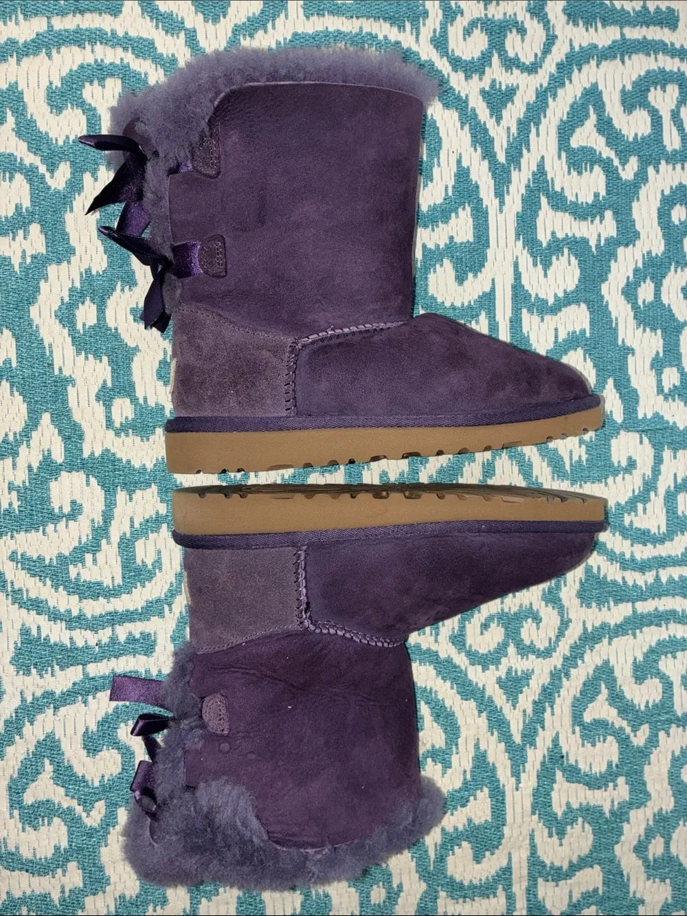 UGG Purple Suede Shearling Mid-Calf Boots for Girls